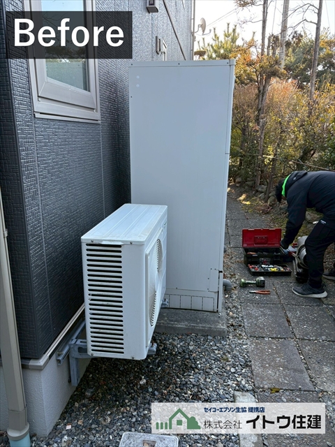 松本市エコキュート交換CUF-37ML1Kから三菱高圧型SRT-STK377UDへ