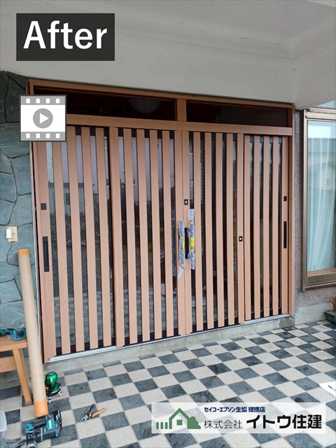 安曇野市玄関引き違い戸交換1